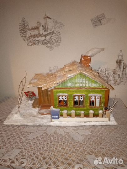 Поделка зимний деревенский домик