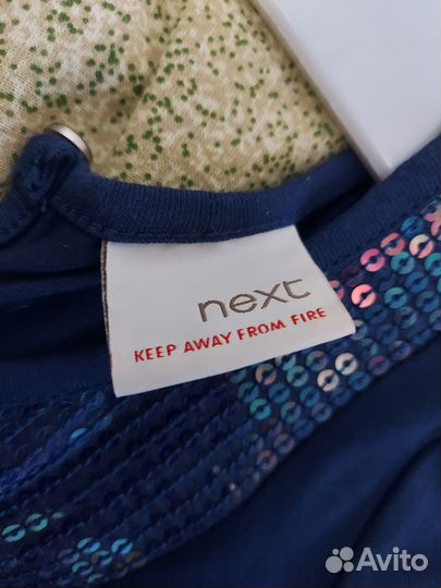 Платье для девочки, синее, Next, 128 см