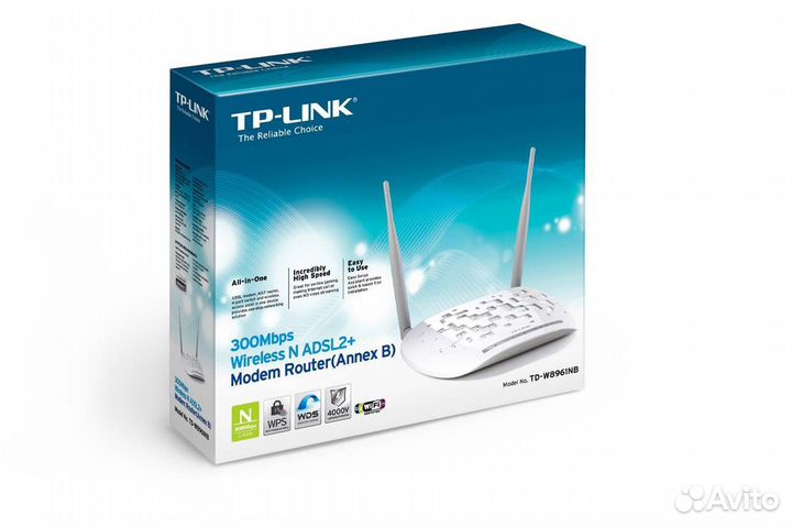 Wi-Fi роутер adsl TP-link TD-W8961NB новый