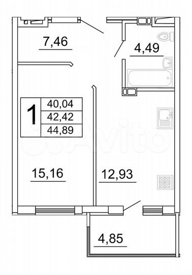 1-к. квартира, 45,3 м², 17/27 эт.
