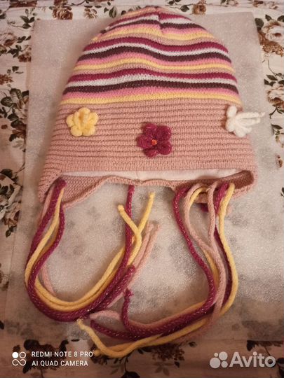 Шапка для девочки новая двойная теплая