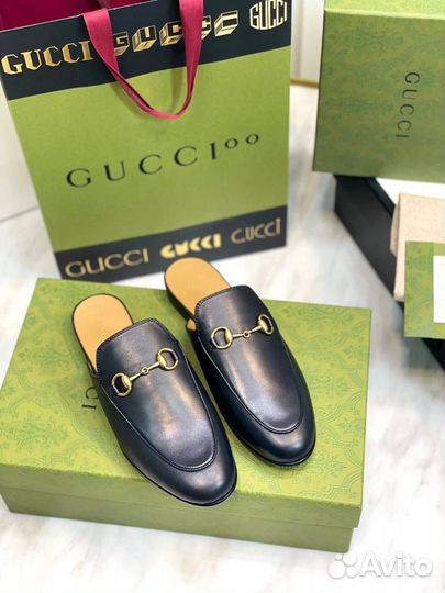 Слиперы Gucci Princetown мюли Гучи premium