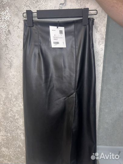 Кожаная юбка натуральная 42 lime