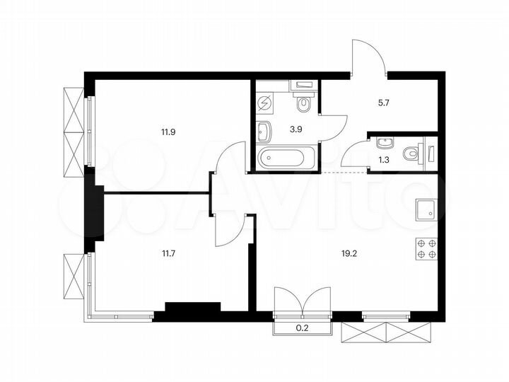 2-к. квартира, 53,9 м², 20/23 эт.