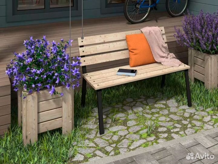 Скамейка деревянная садовая