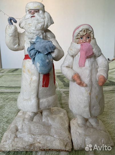 Дед мороз и снегурочка СССР папье маше