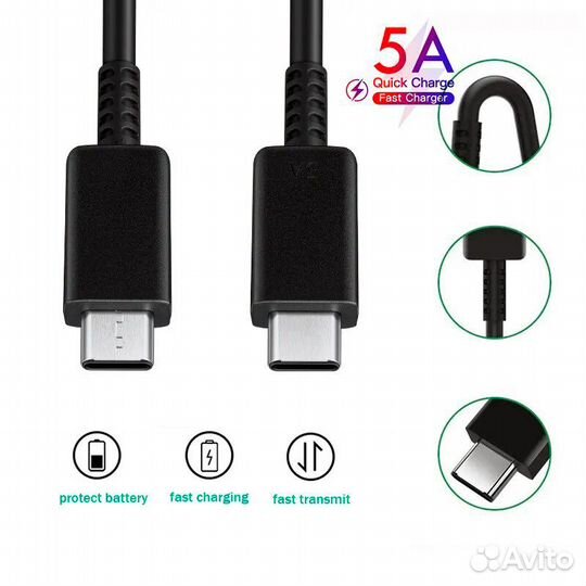 Зарядное устройство с кабелем type c 45W