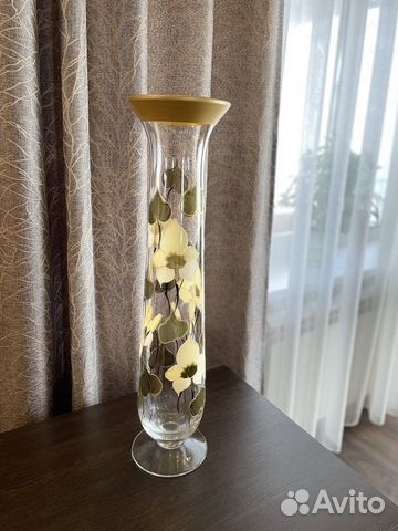 Высокая ваза чешское стекло