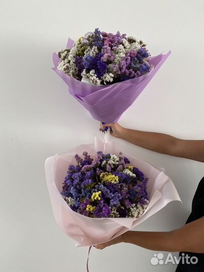 Букет цветов учителю, сухоцветы, статица