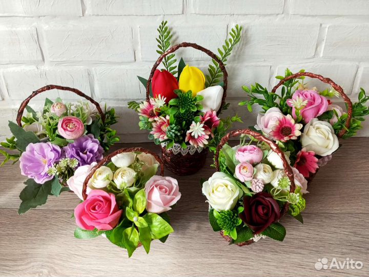 Букетики из мыльных цветов