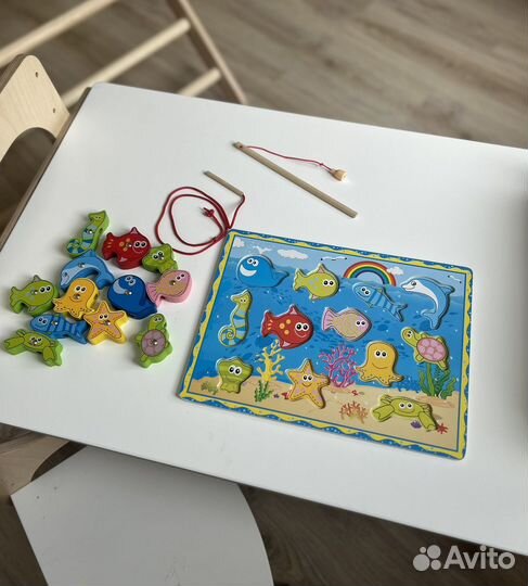 Магнитная рыбалка сортер деревянная игрушка