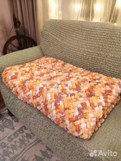 Плед вязаный плюшевый