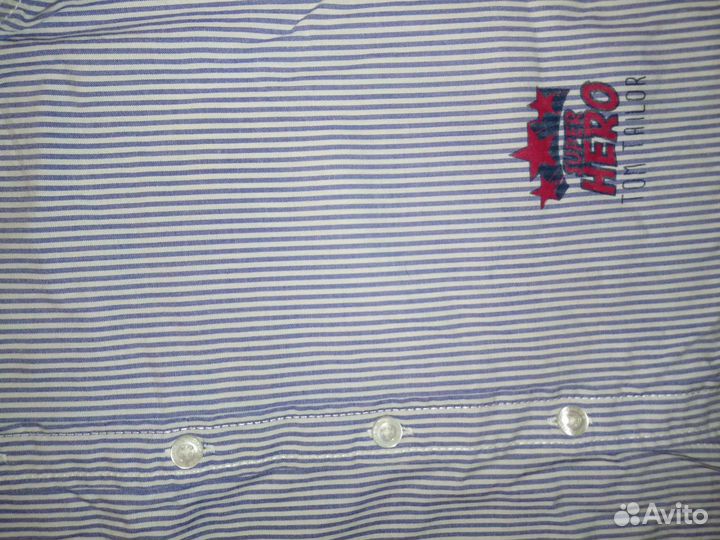 Рубашка белая в мелкую полоску длин.рук р.110-116