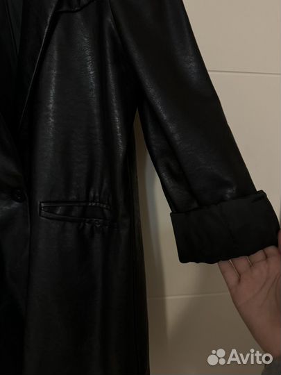 Кожаный пиджак, экокожа женский + синий пиджак