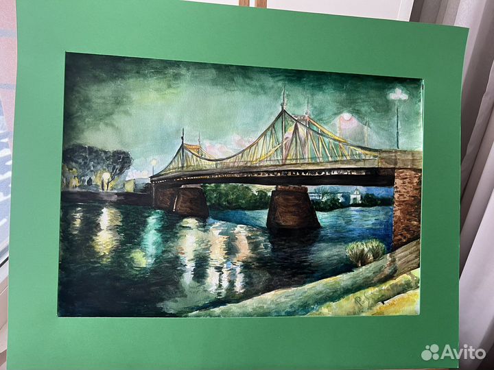 Картина 70/60,Акварель.Тверской мост