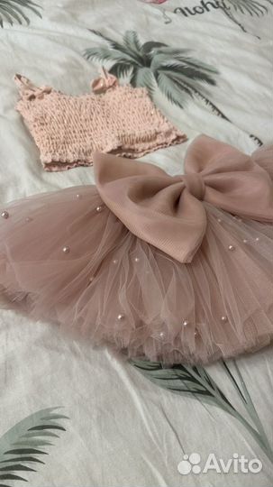 Костюм и платье на девочку 86