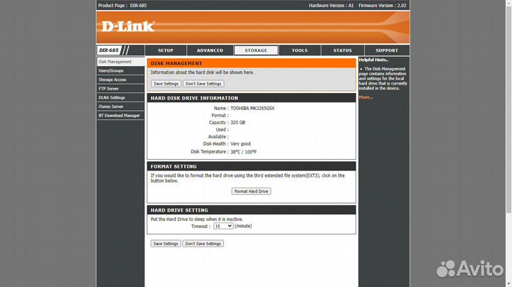 D-link DIR-685 роутер + hdd