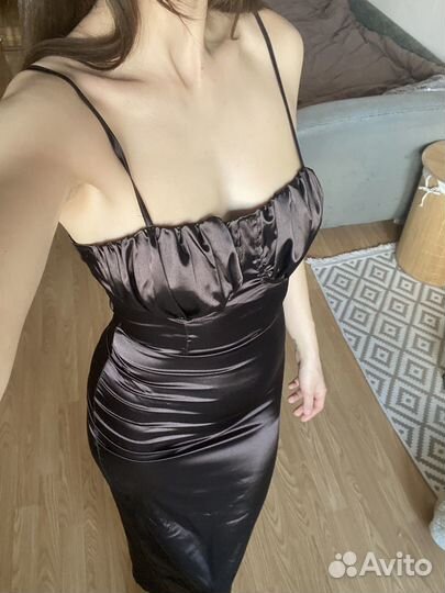 Атласное Платье миди ASOS