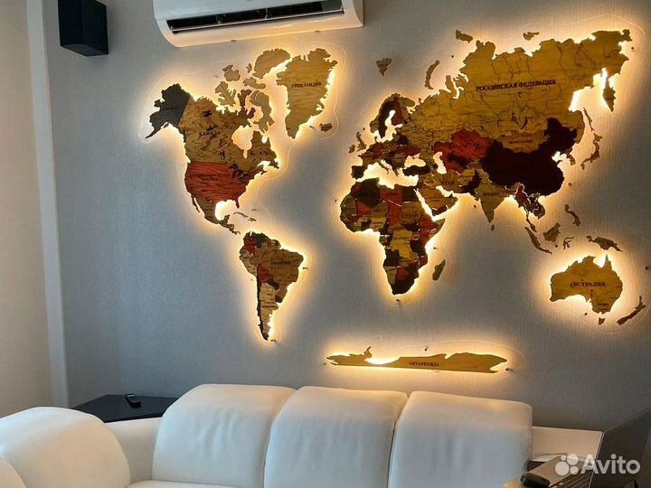 Карта мира из дерева Монтеверде Химки