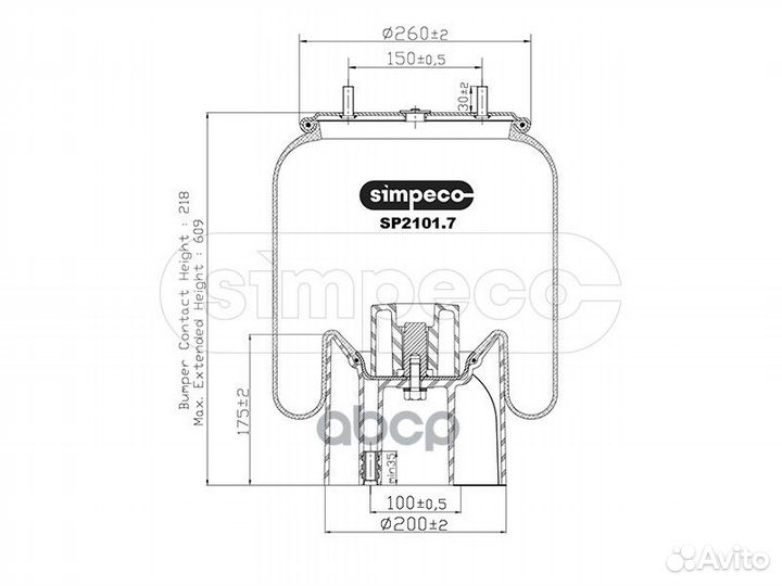 Пневморессора 4157NP14 со стаканом оси Mercedes