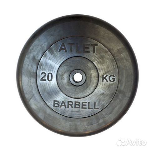 Диск обрезиненный barbell atlet 20 кг