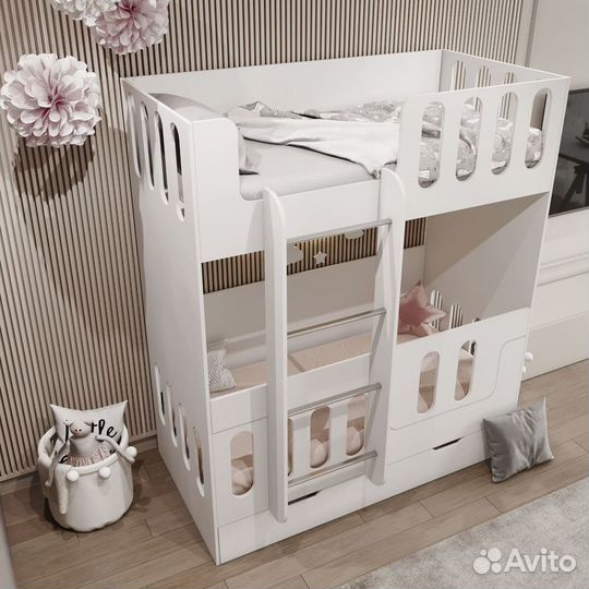 Кровать двухярусная детская с ящиками