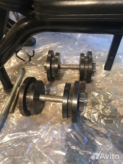 Скамья для жима со стойками и штангой бу