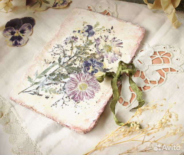 Авторские открытки ручной работы с сухими цветами