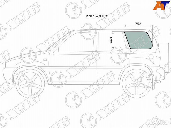 Боковое стекло кузова заднее левое NS Terrano 2