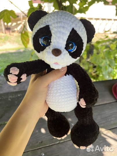 Панда мишка вязаный плюшевый