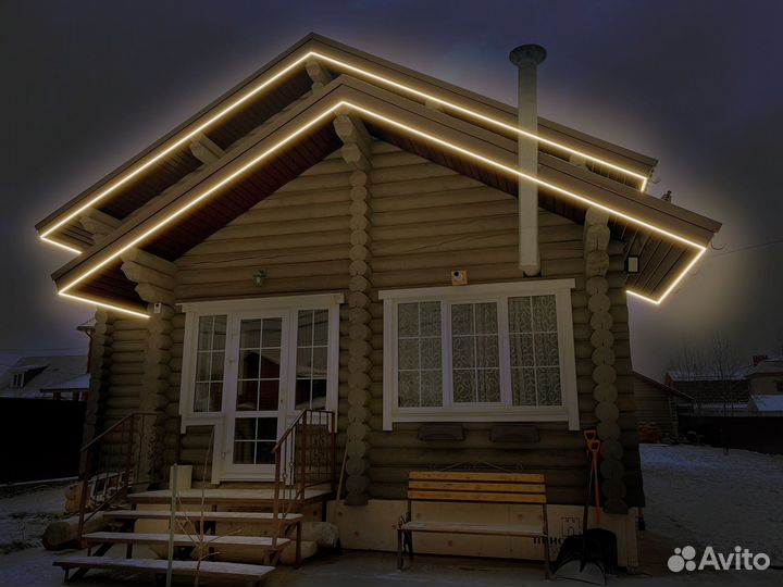 Декоративное освещение домов и фасадов в Уфе