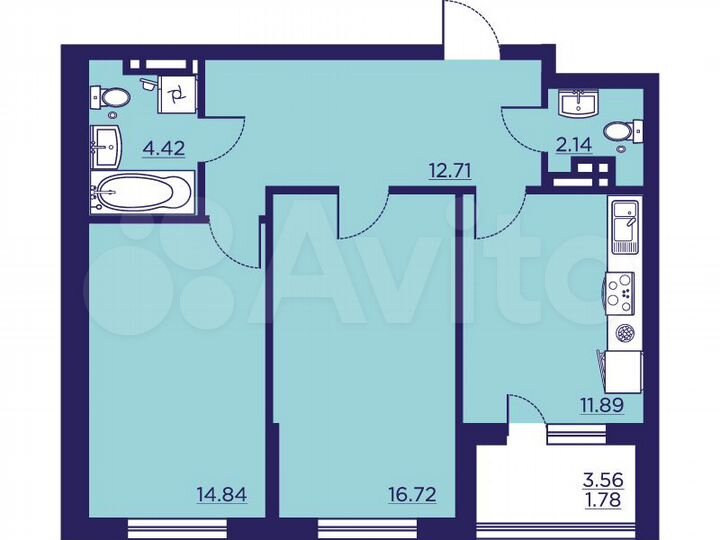 2-к. квартира, 64,5 м², 10/18 эт.