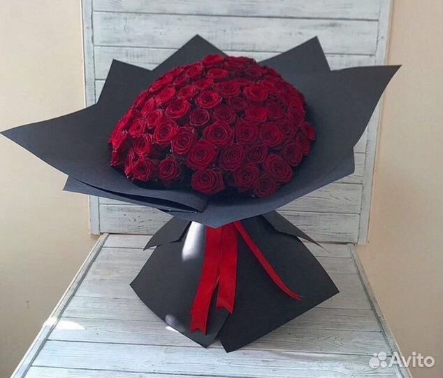 Букет гигант из роз, красные розы, доставка цветов