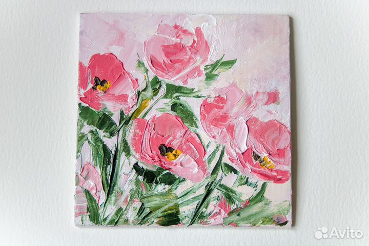 Картина маслом букет цветов мастихином