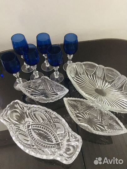 Ваза для фруктов, бокалы, салатницы хрустальные