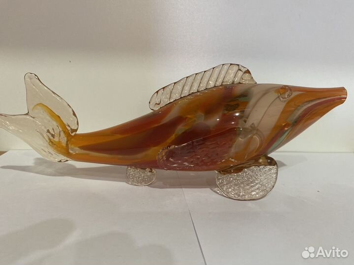 Винтажная рыбка из цветного стекла СССР
