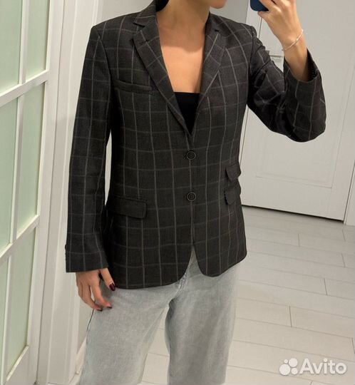 Пиджак серый с мужского плеча оверсайз