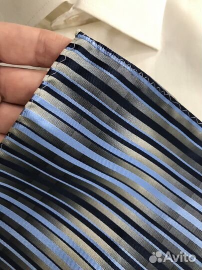 Платок паше шелк перламутр сине-серый