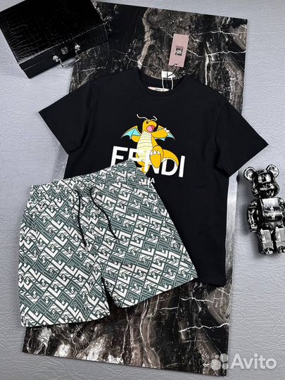 Fendi set шорты и футболка