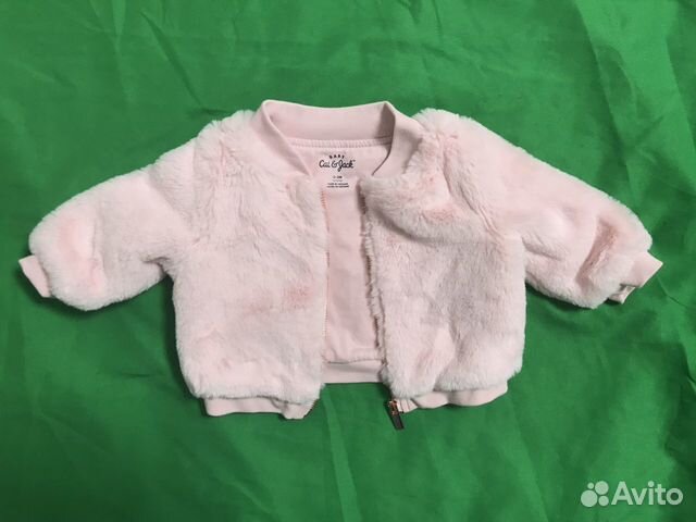 Розовая меховая куртка для малышки от 0-3 месяцев