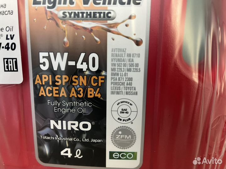 Totachi niro LV Synthetic SP/SN+ 5W-40 4+1