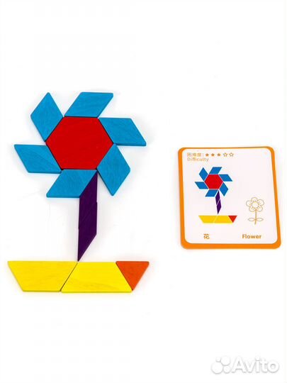 Пазл-мозаика из дерева цветная