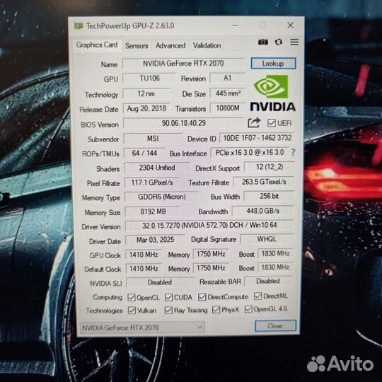 MSI RTX 2070 gaming Z 8gb