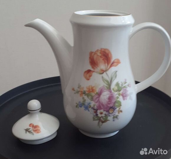 Кофейник. Мейсенский букет,Цветы.GDR. Винтаж. Люкс
