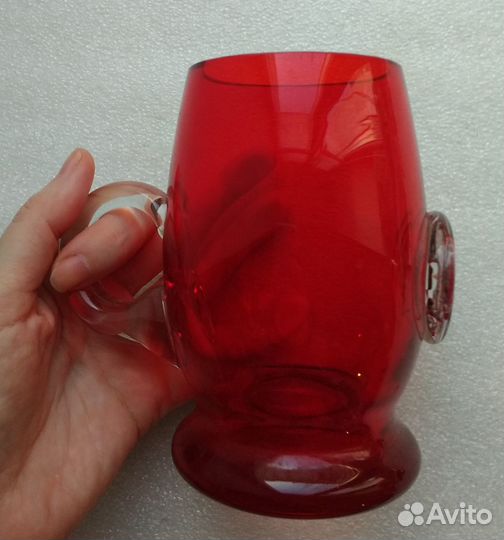 Пивная кружка Олимпиада.Рубиновое стекло. Редкость