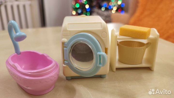 Sylvanian families стиральная машинка, ванна,таз