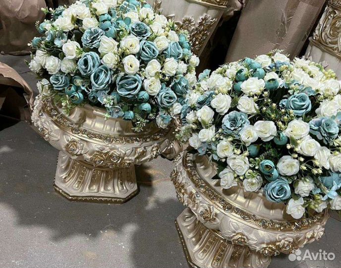 Гипсовые вазочки с цветами