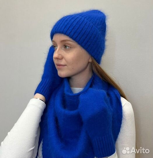 Шапка из ангоры, шапка из шерсти, зимняя шапка