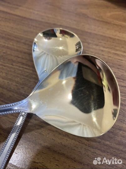 Десертные мельхиоровые ложки с позолотой