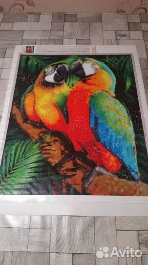 Картина. Ара в джунглях. Попугаи. Алмазная мозаика